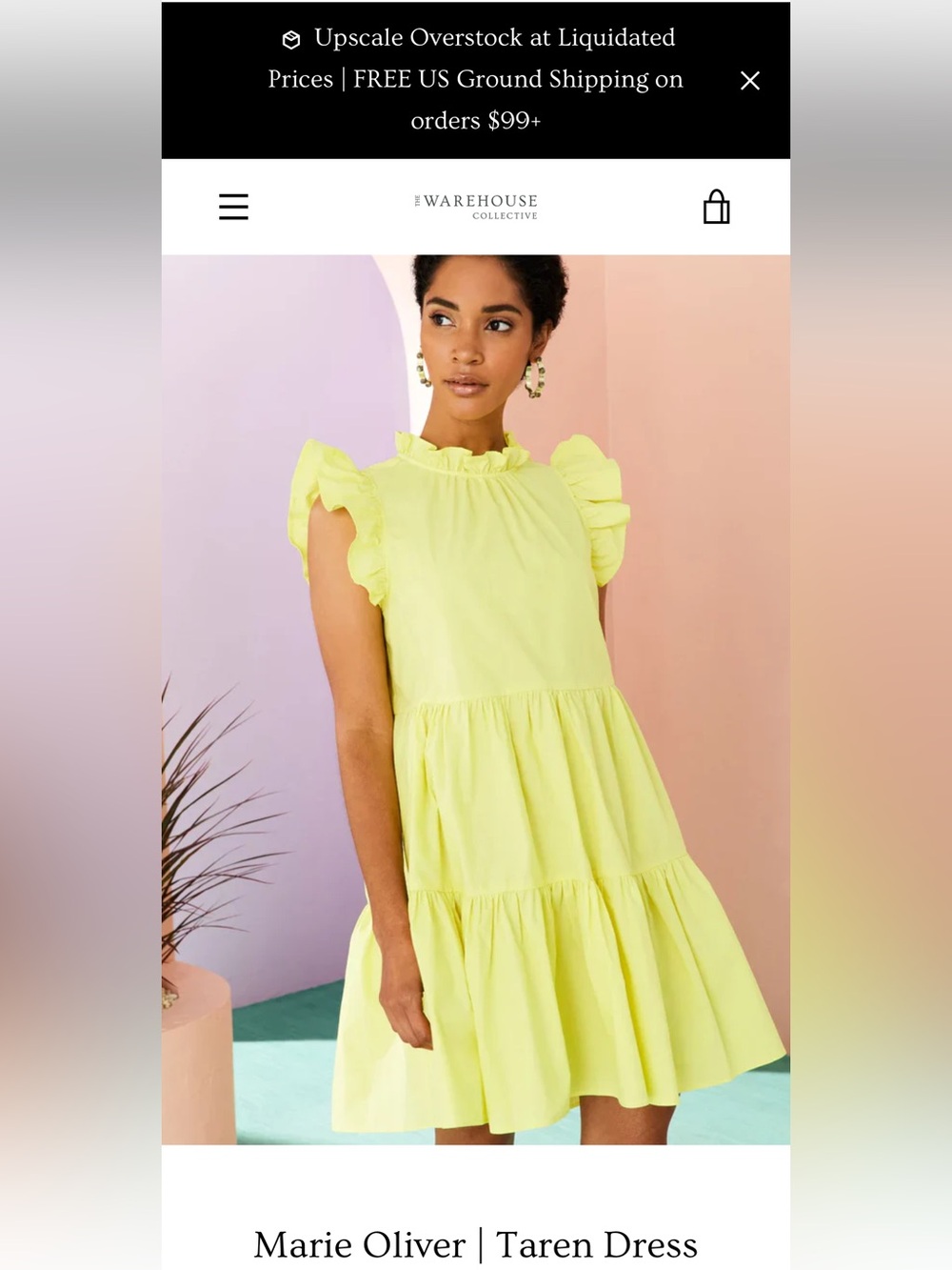 Marie Oliver Yellow Ruffle Tiered Dress